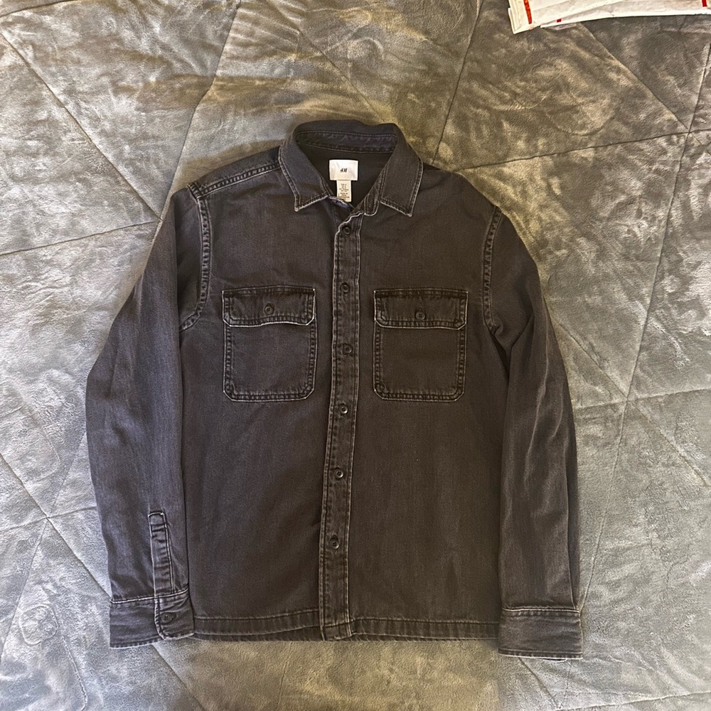 H&M Charcoal Shirt Jacket for Men